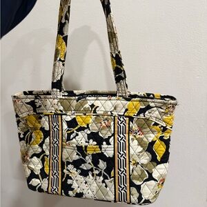 Vera Bradley Floral Quilted Tote Bag - Black and Yellow